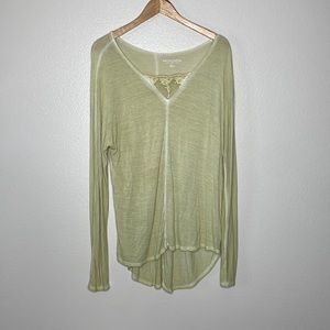 Soft‎ Surroundings 100% Viscose Long Sleeve Tunic sz Medium Yellow-Green